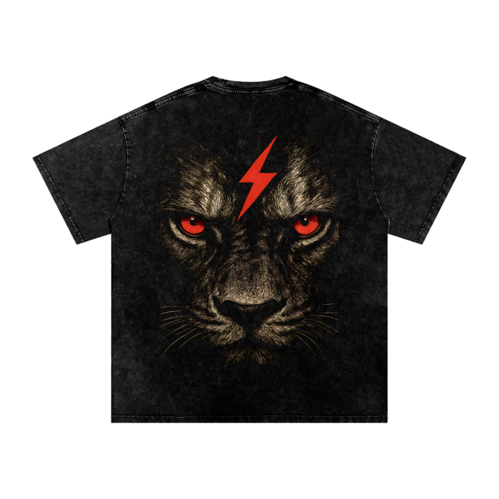Acid Wash "Lion Mindset" Tee (Black Only)